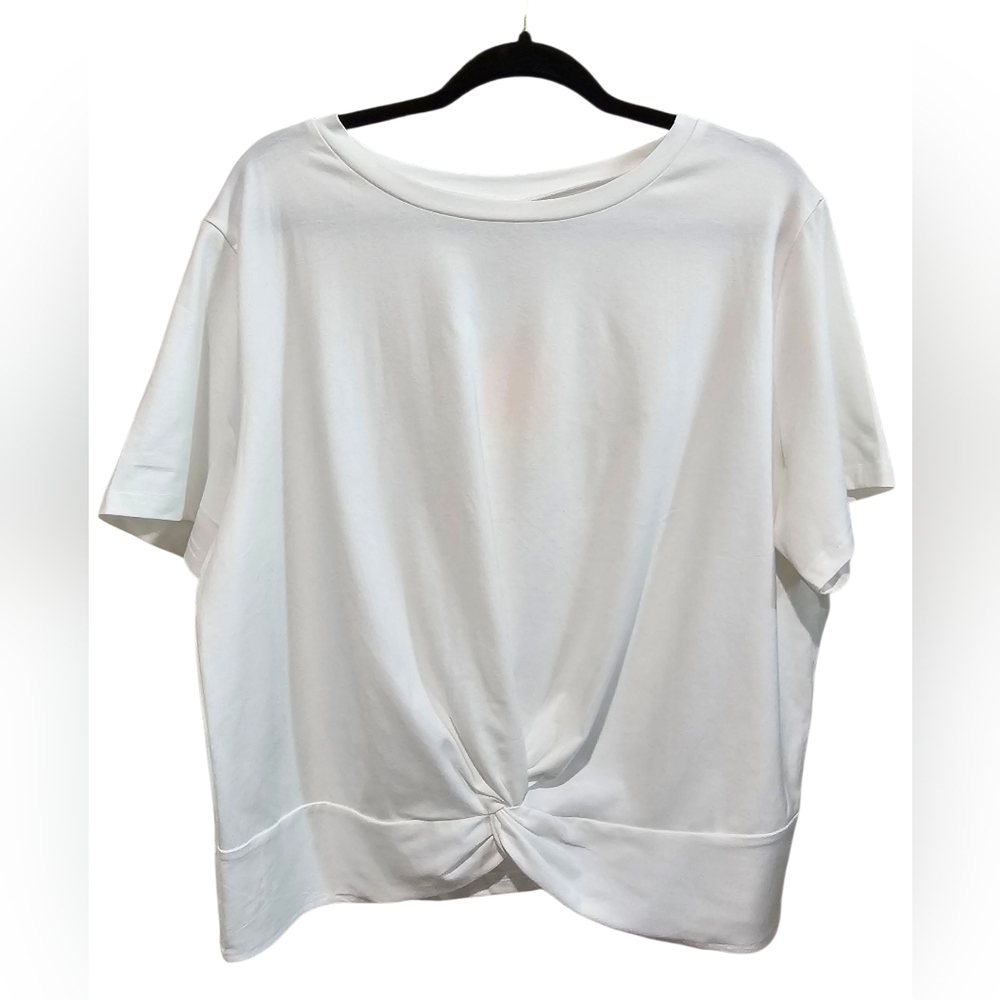 Jinkesi White Women's Casual Short Sleeve Top Tee with Twist Detail Size 2XL NWT
